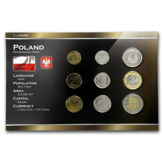 Poland 1 Grosz-5 Zlotych 9 Coin Set Unc (Random) Poland 1 Grosz-5 Zlotych 9 Coin Set Unc (Random)